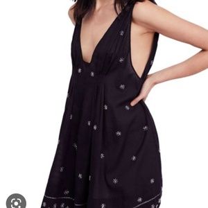 Free People Black Deep V Slip Dress Medium